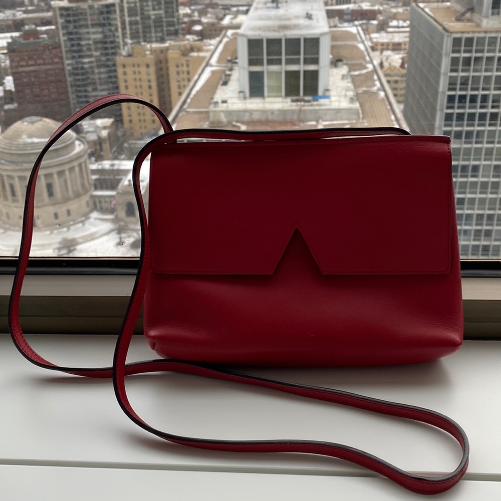 Relisted- Vince red leather crossbody